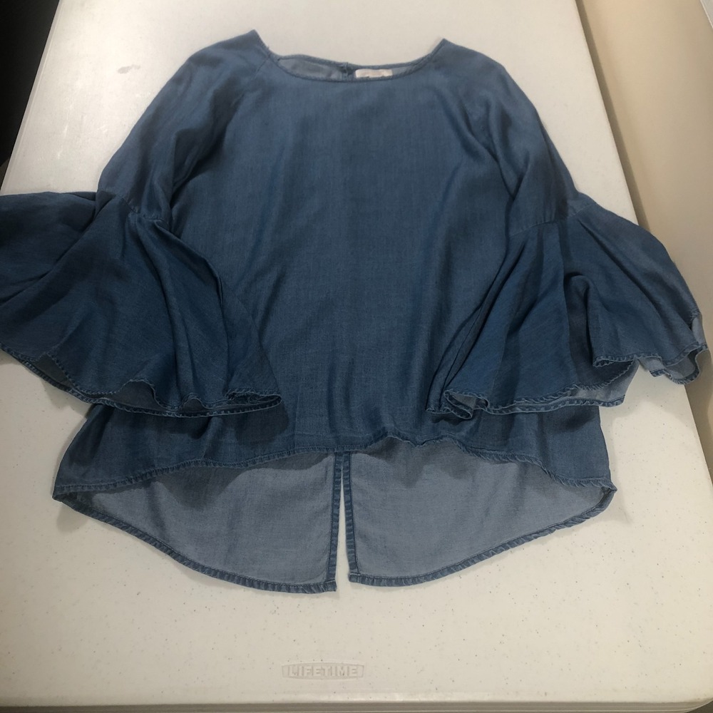 Lauren Conrad Top Womens Size‎ M Bell Sleeve Hi Low Fairy Festival Boho Romantic